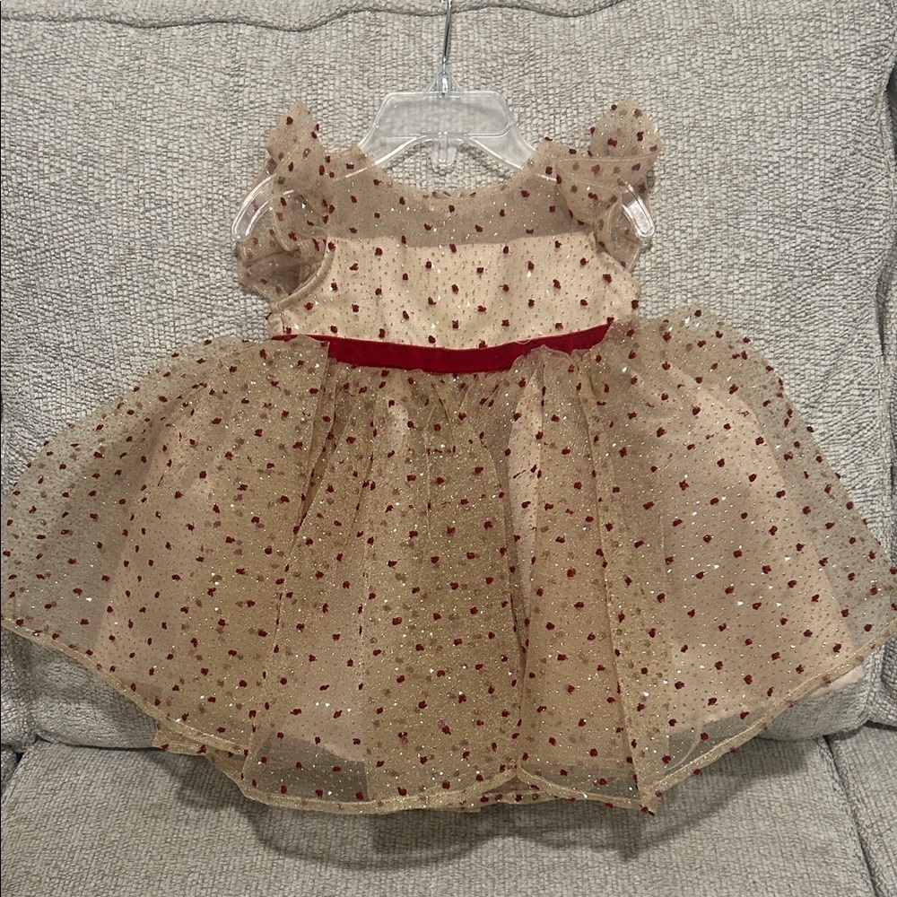 Blueberry Boulevard Adorable Gold and Red Polka Dot Dress